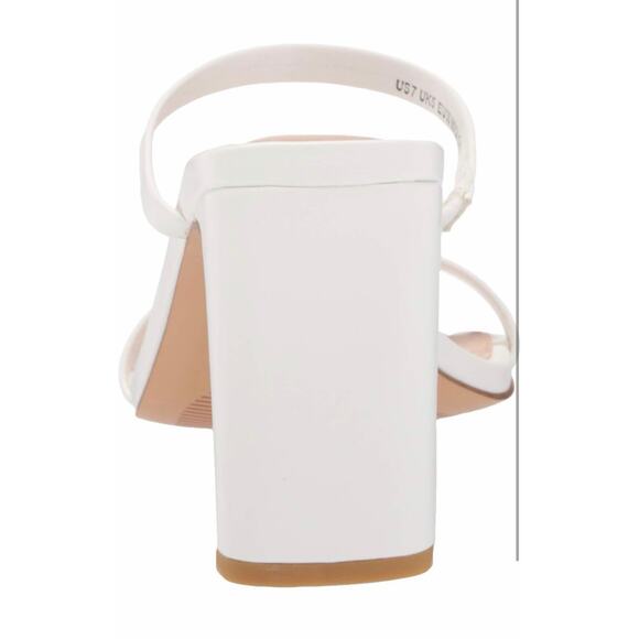 The Drop Women's Avery White Square Toe Two Strap High Heels - Picture 3 of 4